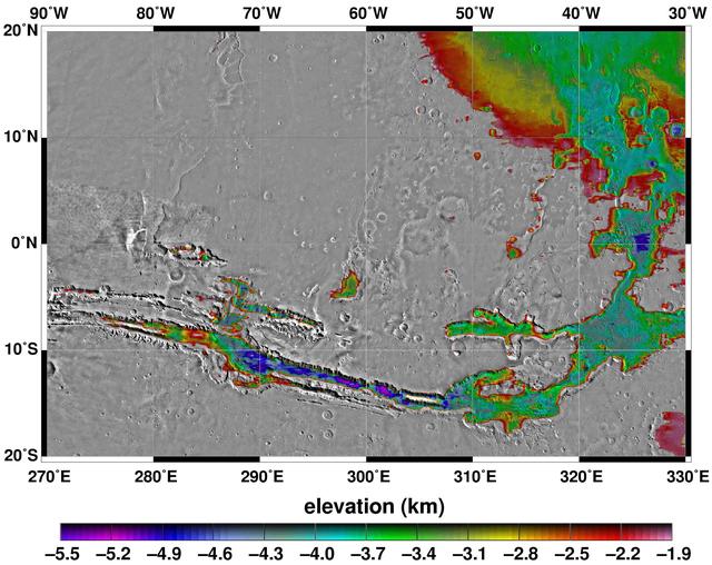 NASA image: Elevations Within the Floor of the Valles Marineris