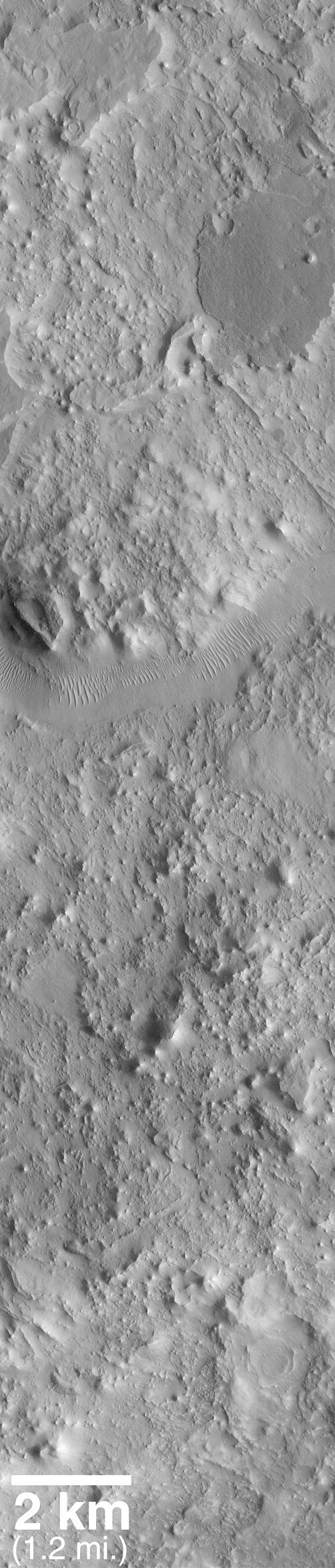 Eroded, Layered Cratered Highlands of Eastern Arabia Terra