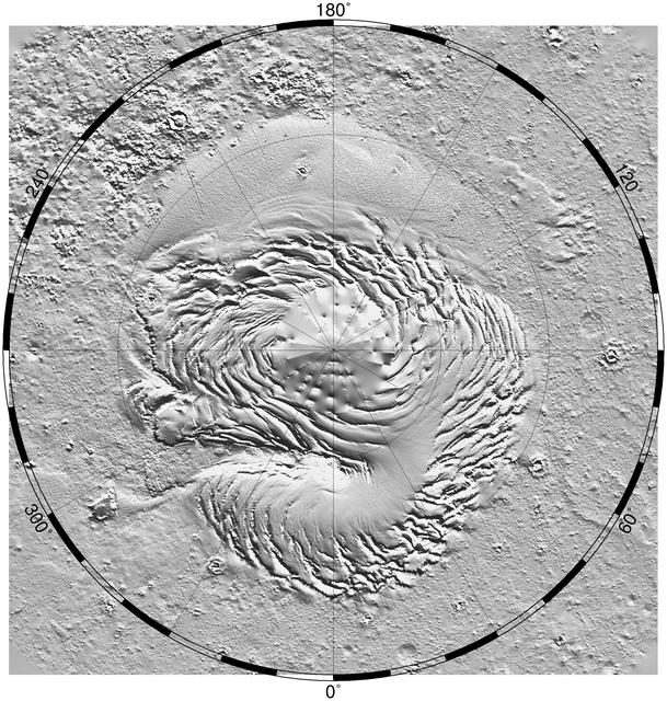 NASA image: North Polar Topography MOLA