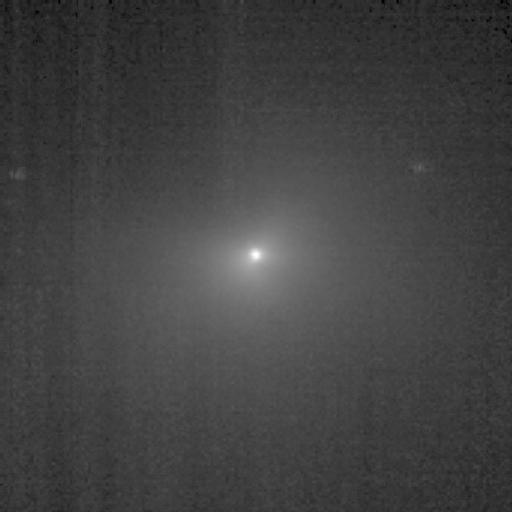 This image shows comet Tempel 1 as seen through the clear filter of the medium resolution imager camera on NASA Deep Impact. It was taken on July 1, 2005.