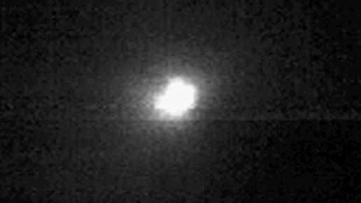 This image from an animation shows comet Tempel 1 as seen through the clear filter of the medium resolution imager camera on NASA Deep Impact.