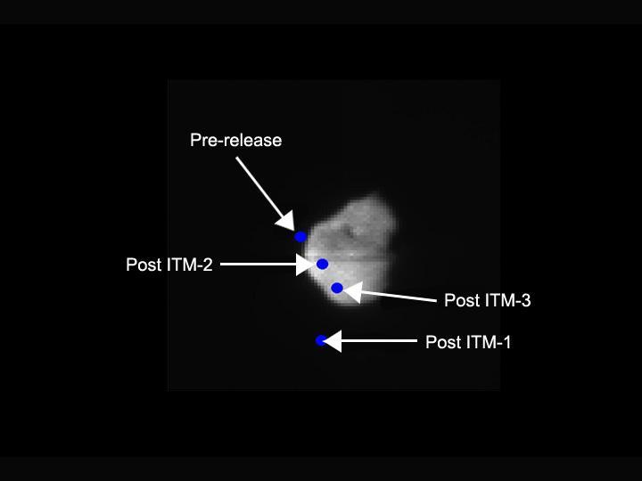 This image shows how NASA Deep Impact impactor targeted comet Tempel 1 as the spacecraft made its final approach in the early morning hours of July 4, 2005.