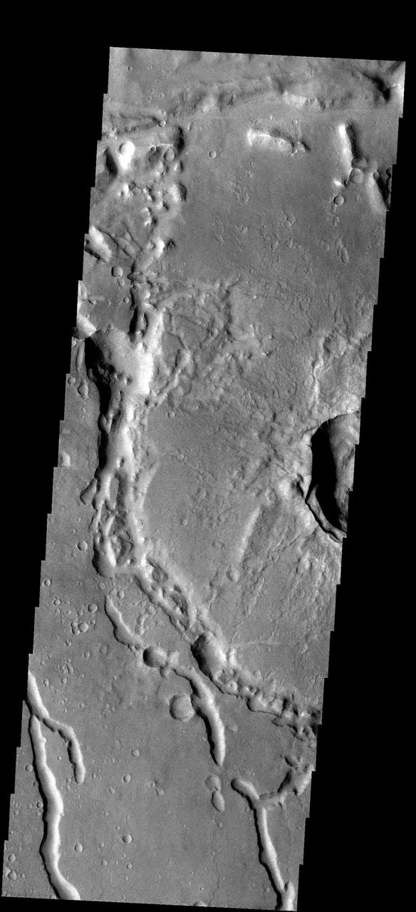 The discontinuous channels in this image are collapsed lava tubes