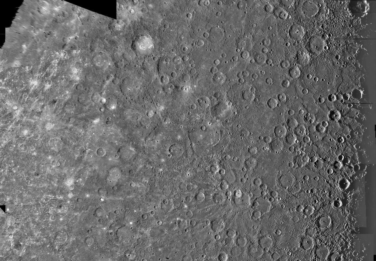 The Kuiper Quadrangle was named in memory of Dr. Gerard Kuiper, an imaging team member, and well-known astronomer, of NASA Mariner 10 Venus/Mercury. The Kuiper crater is seen left of center in this image.