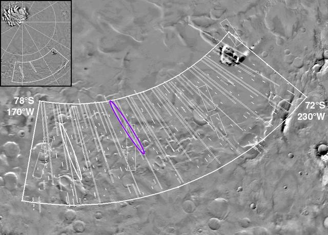 MGS MOC Coverage of Mars Polar Lander Region