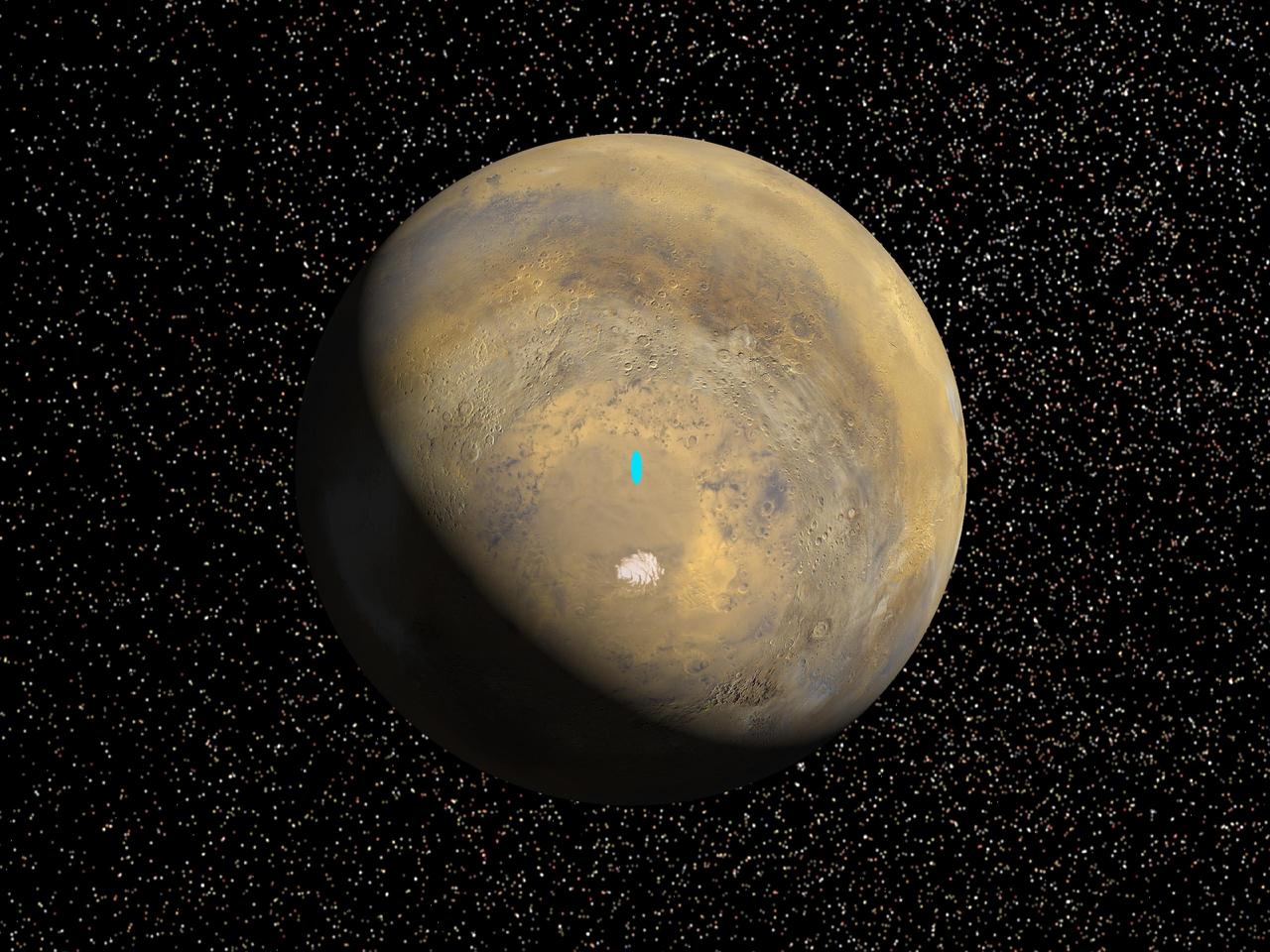 Proposed Mars Polar Lander Landing Site Global Perspective