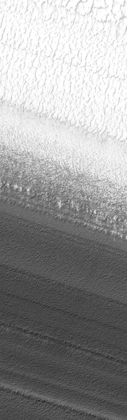 NASA image: Gradual Contact Between North Polar Ice and Layers