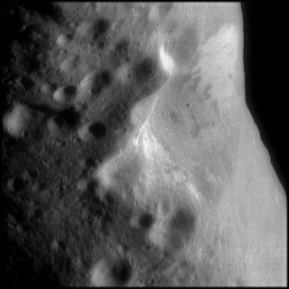 Oblique View of Eros Crater