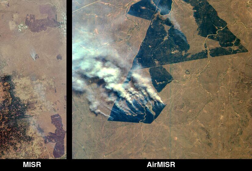 These images from NASA Terra satellite images are of northeastern South Africa, near Kruger National Park, were acquired on September 7, 2000.