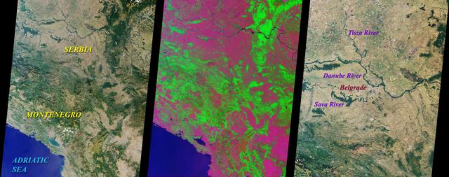 This image from NASA Terra satellite ofYugoslavia was acquired on July 28, 2000 during Terra orbit 3248.