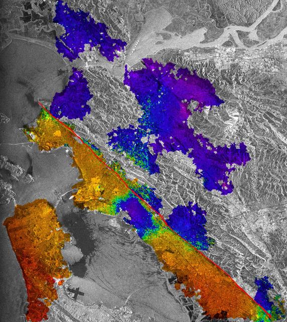 NASA image: Hayward Fault, California Interferogram