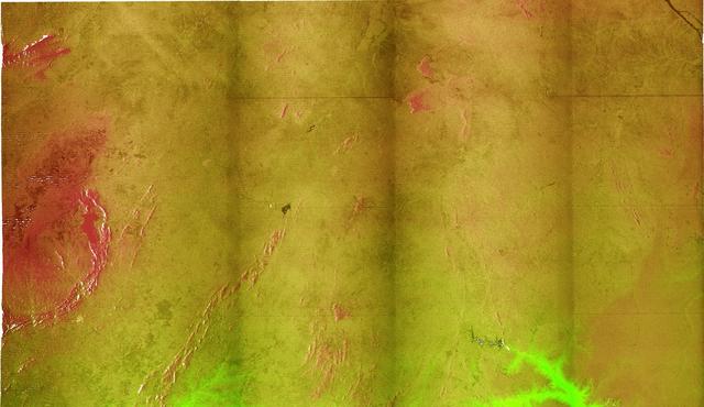 This radar image acquired in February 2000 by NASA Shuttle Radar Topography Mission SRTM shows an area in the state of Bahia in Brazil.