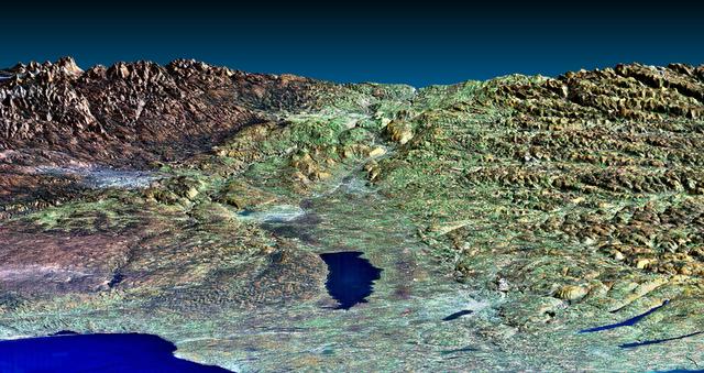 NASA image: Perspective View, Syracuse, Oneida Lake, Utica, Upstate New York