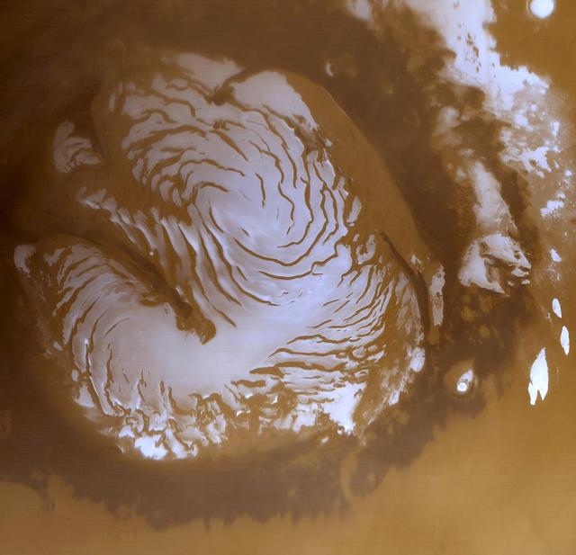 NASA image: The Martian North Polar Cap in Summer