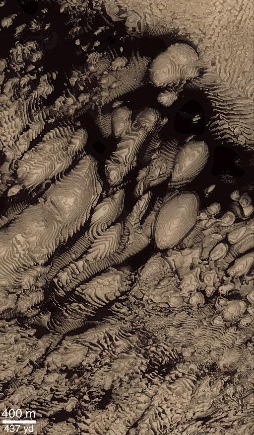 Layered Material in West Arabia Terra Crater