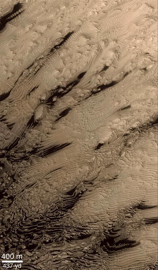Layered Material in West Arabia Terra Crater