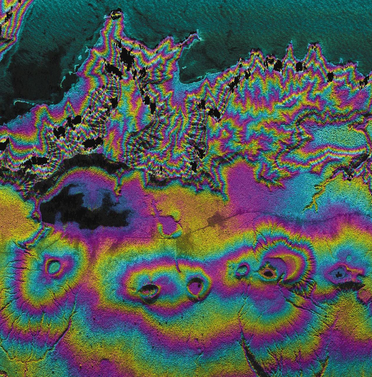 This radar image acquired by NASA Airborne Synthetic Aperture Radar AIRSAR in August, 2000, shows the western end of the island of Upolu in the nation of Western Samoa.
