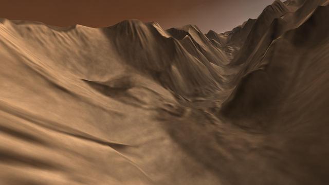 NASA image: Winding Side Canyon Louros Valles