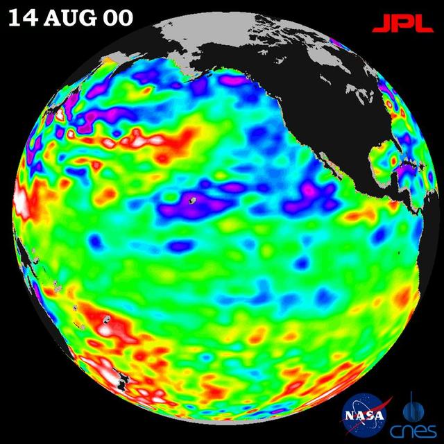After three years of El Niño and La Niña, the Pacific is finally calming down in the tropics but still shows signs of being abnormal elsewhere, according to the satellite data from NASA U.S.-French TOPEX/Poseidon mission.