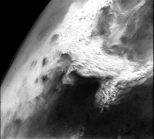 Dust storm in the Thaumasia region of Mars
