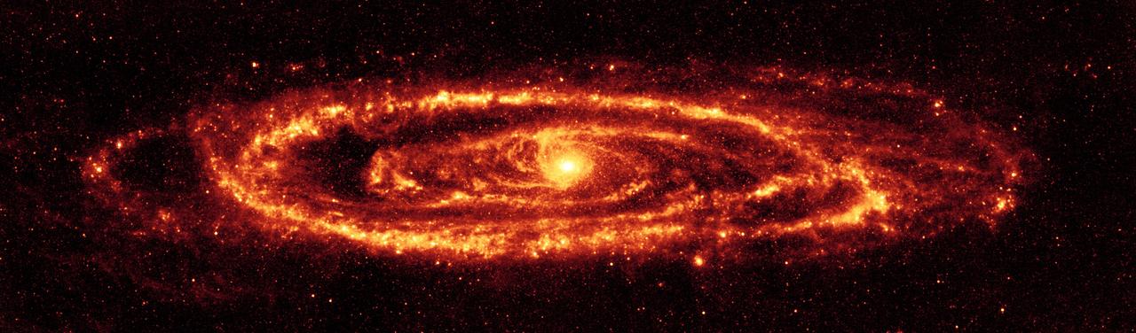 NASA Spitzer Space Telescope has captured this stunning infrared view of the famous galaxy Messier 31, also known as Andromeda.