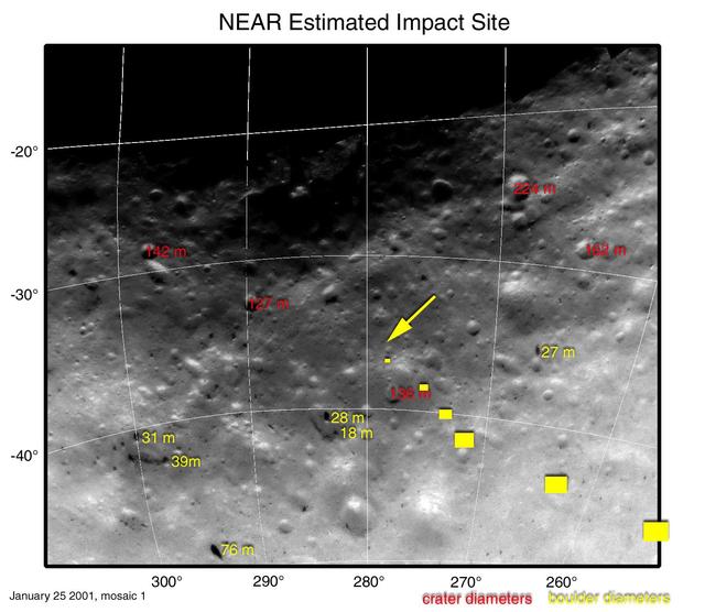 NASA image: Landmarks at NEAR Shoemaker Touchdown Site