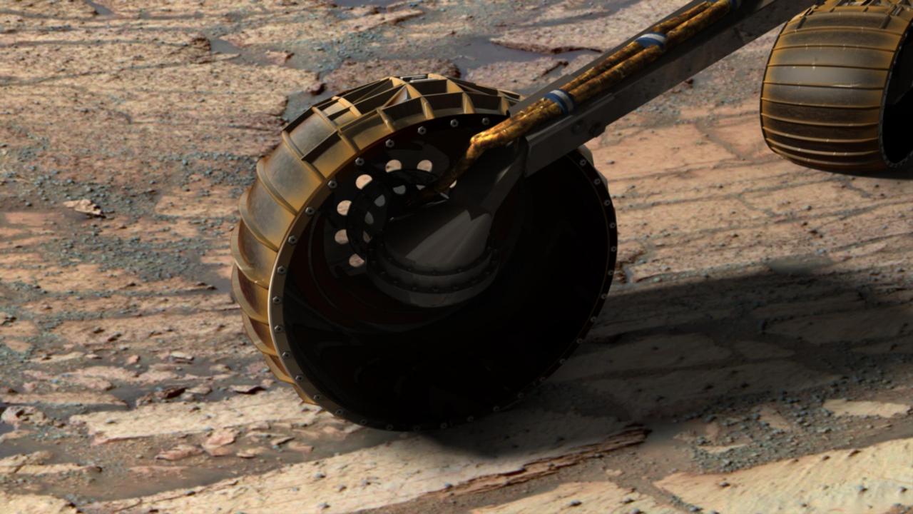 Synthetic image of the Opportunity Mars Exploration Rover inside Endurance Crater produced using Virtual Presence in Space technology.