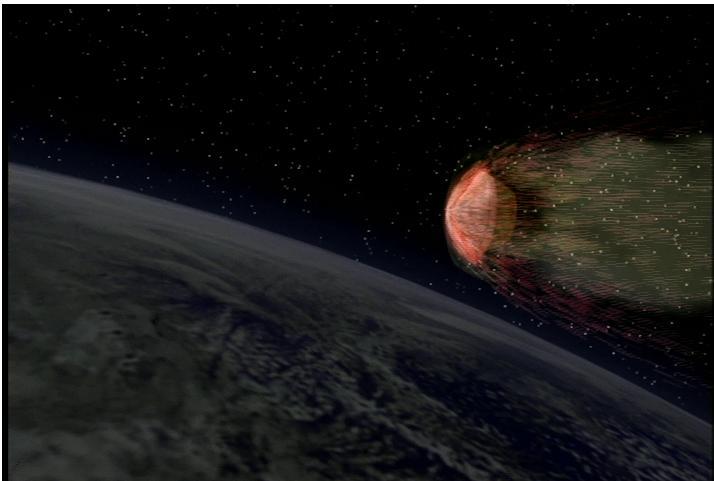 This animation shows the return capsule separating from the Stardust spacecraft.