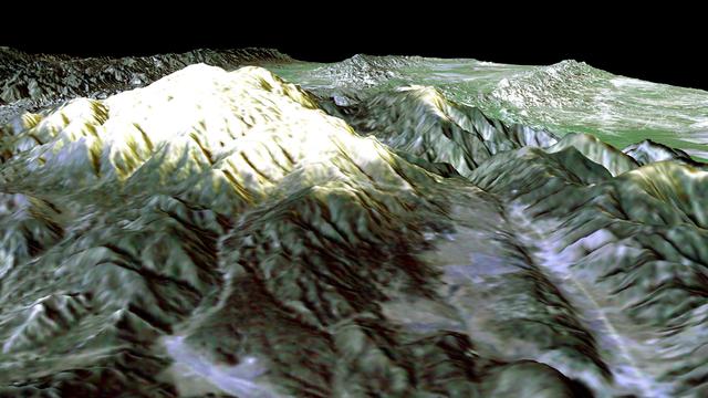 NASA image: SRTM Perspective View with Landsat Overlay: Mt. Pinos, California