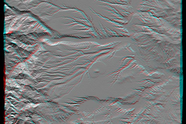 NASA image: SRTM Anaglyph: Corral de Piedra, Argentina