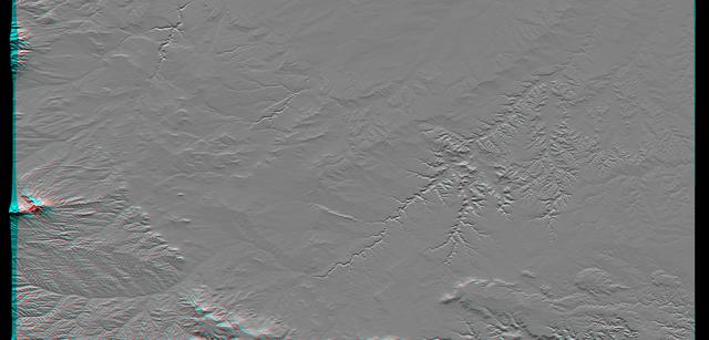 NASA image: SRTM Anaglyph: Piñon Canyon region, Colorado