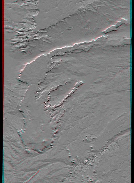 This anaglyph, from NASA Shuttle Radar Topography Mission, is of Patagonia, near La Esperanza, Argentina. 3D glasses are necessary to view this image.