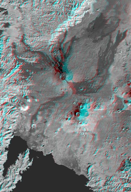 NASA image: Nyiragongo volcano, Congo, Anaglyph, SRTM / Landsat