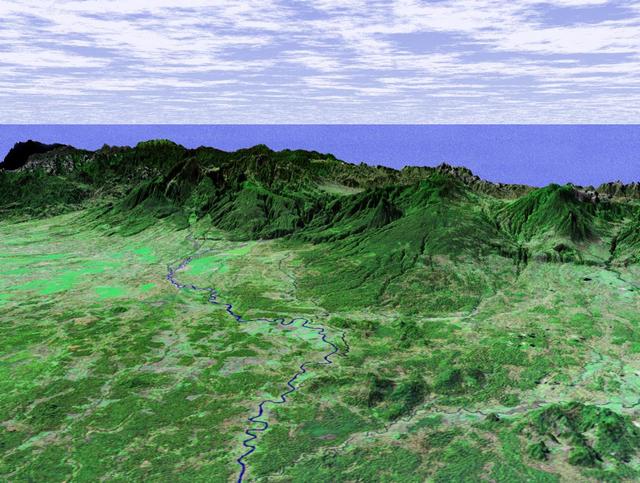 NASA image: Perspective View with Landsat Overlay, Costa Rica
