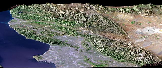 NASA image: Perspective View, SRTM / Landsat, Los Angeles, Calif