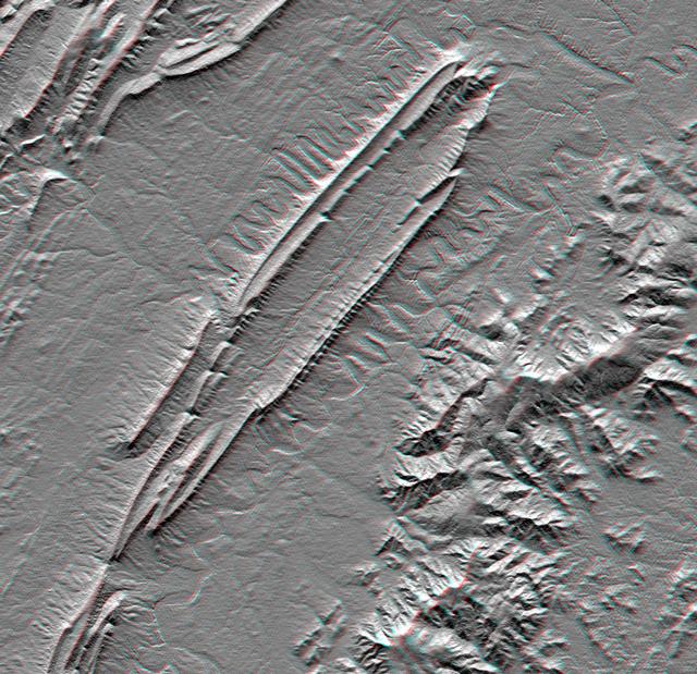NASA image: Massanutten Mountain, Virginia, USA Anaglyph