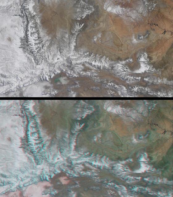 NASA image: Snow-Covered Peaks of the Wasatch and Uinta Mountains