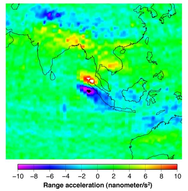 NASA image: Earthquake Signal Visible in GRACE Data