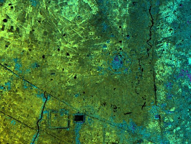 This radar image, taken by NASA Airborne Synthetic Aperture Radar AIRSAR in 2002, shows Lovea, Cambodia.