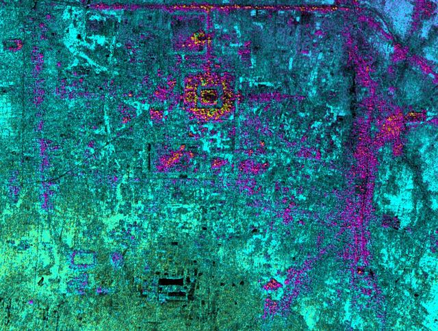 NASA image: Radar Image with Color as Height, Hariharalaya, Cambodia