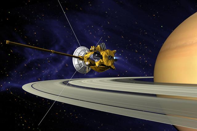 Artists Conception of Cassini Saturn Orbit Insertion