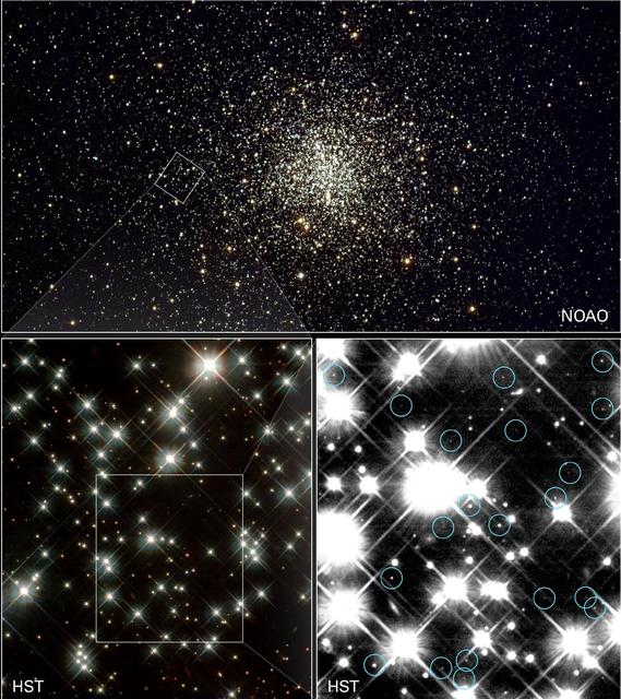 Peering deep inside a cluster of several hundred thousand stars, NASA Hubble Space Telescope has uncovered the oldest burned-out stars in our Milky Way Galaxy, giving astronomers a fresh reading on the age of the universe. 