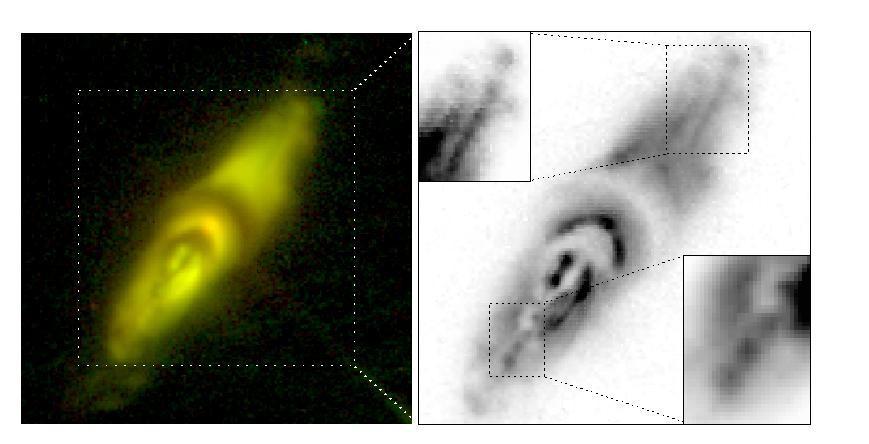 This image of a dying star, protoplanetary nebula IRAS22036+5306, containing strange, complex structures may help explain the death throes of stars and defy our current understanding of physics. Taken by NASA Wide Field and Planetary Camera 2.