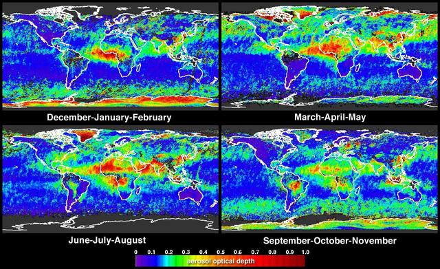 NASA image: Global and Seasonal Aerosol Distributions from MISR