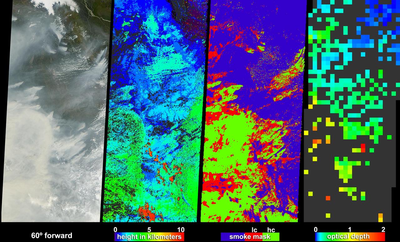 Large lightning-induced fires were active in Alaska and the Yukon Territory from mid-June to mid-July, 2004 as seen by NASA Terra spacecraft.