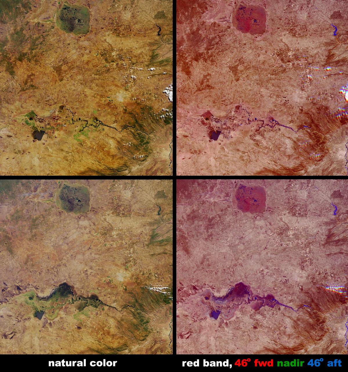 Heavy rainfall in southern Africa between December 2003 and April 2004 provided central Zambia with floodwaters needed to support the diverse uses of water within the Kafue Flats area as seen by NASA Terra spacecraft.