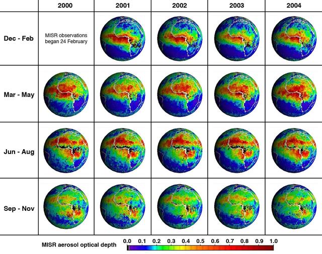 NASA image: Five Years of MISR Global Aerosol Observations