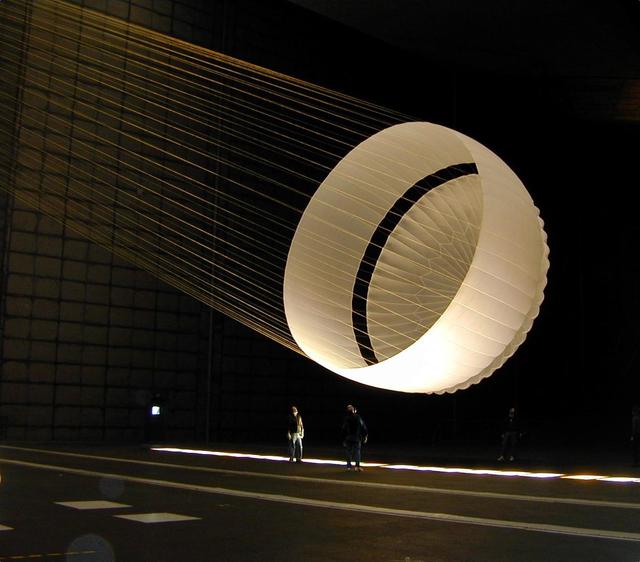 NASA Mars Exploration Rover parachute deployment testing in the world largest wind tunnel at NASA Ames Research Center, Moffet Field, Calif.