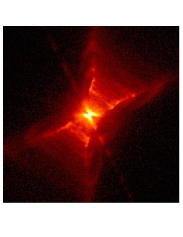 An archival image of the Red Rectangle, or HD44179, taken with the Wide Field Planetary Camera 2 onboard NASA Hubble Space Telescope.