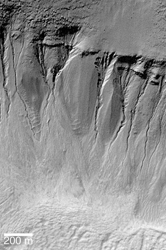 Gullies in Crater Wall